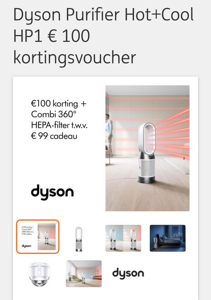€100 Korting op Dyson, Eén persoon, Kortingsbon