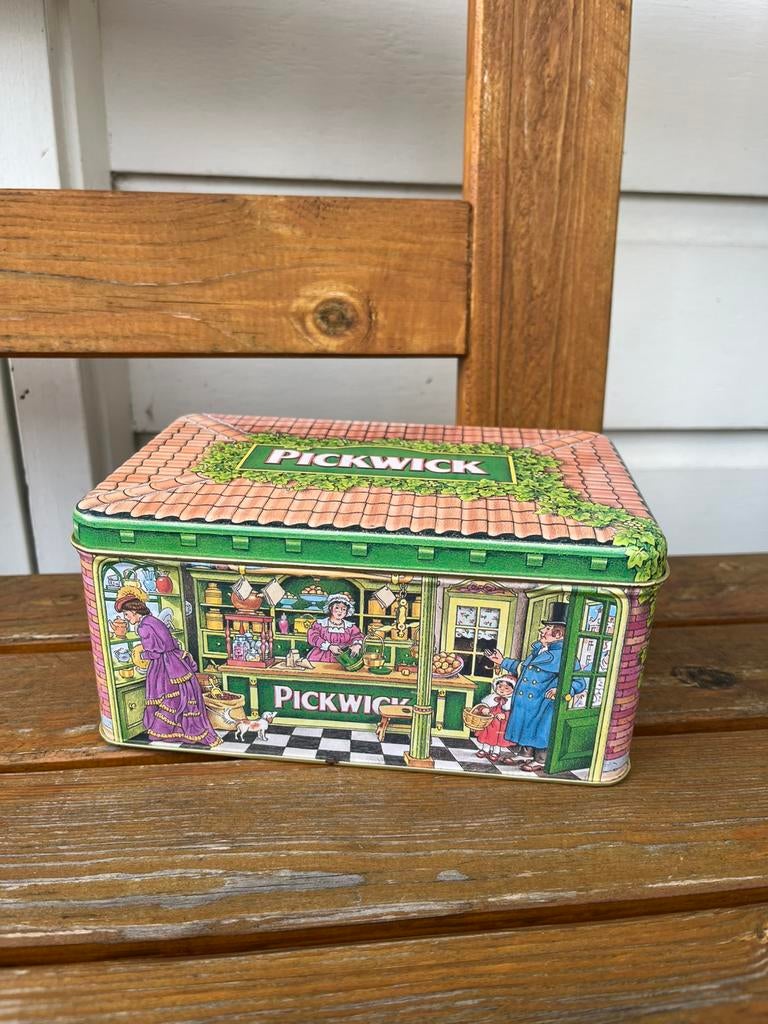 Vintage the Pickwick house thee blik "winkel" theeblik 1998, Verzamelen, Blikken, Ophalen of Verzenden