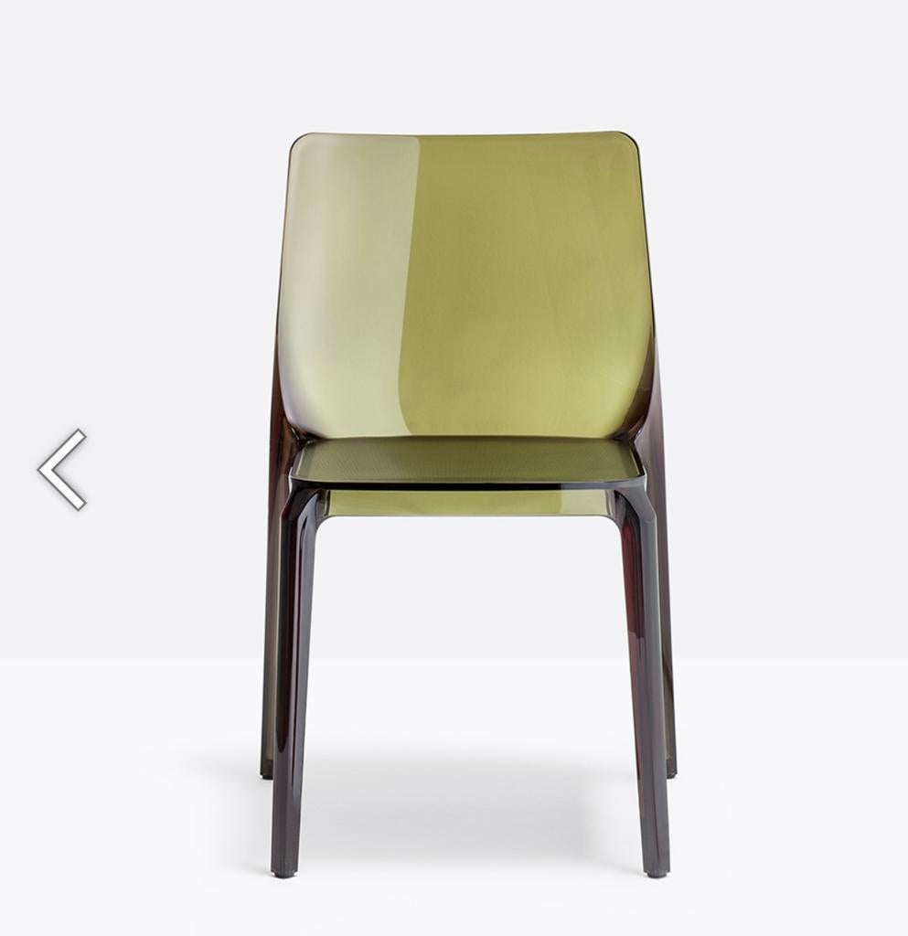 Design stoel Pedrali blitz transparant groen kunststof, Kunststof, Overige kleuren, Design, Ophalen of Verzenden