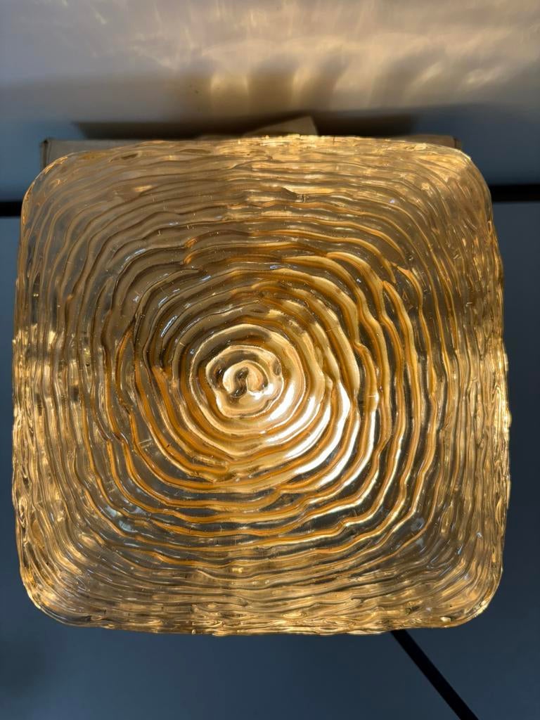 New old stock Glashütte Limburg wand-plafondlamp amber glas, Huis en Inrichting, Lampen | Wandlampen, Ophalen of Verzenden, Zo goed als nieuw