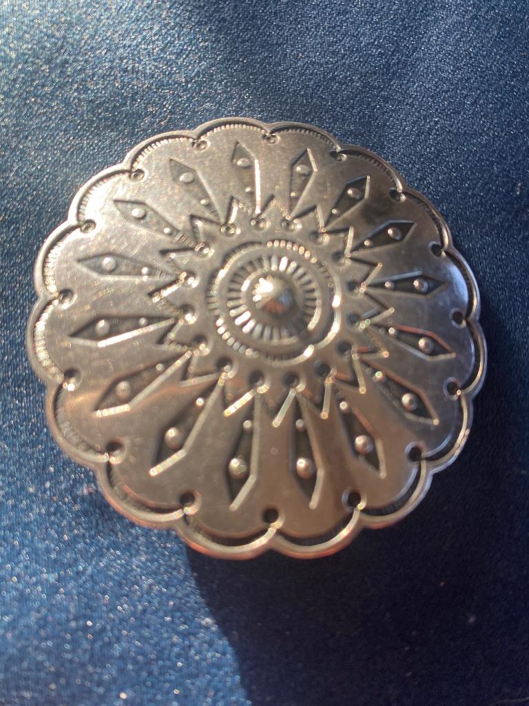 Zilveren vintage Navajo concho Brochespeld, Verzenden, Zilver