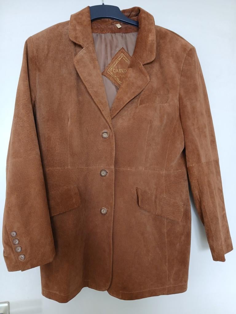 suède colbert jas bruin vintage cognac maat 40 v&d casuals, Kleding | Dames, Jasjes, Kostuums en Pakken, Ophalen of Verzenden