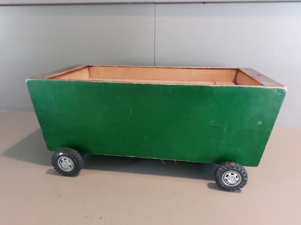 Vintage ADO Houten Aanhanger met Blokken - Ko Verzuu, Ophalen of Verzenden