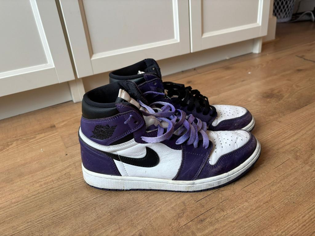 Air jordan 1 high court purple, Kinderen en Baby's, Gebruikt, Ophalen of Verzenden, Jongen of Meisje, Sportschoenen