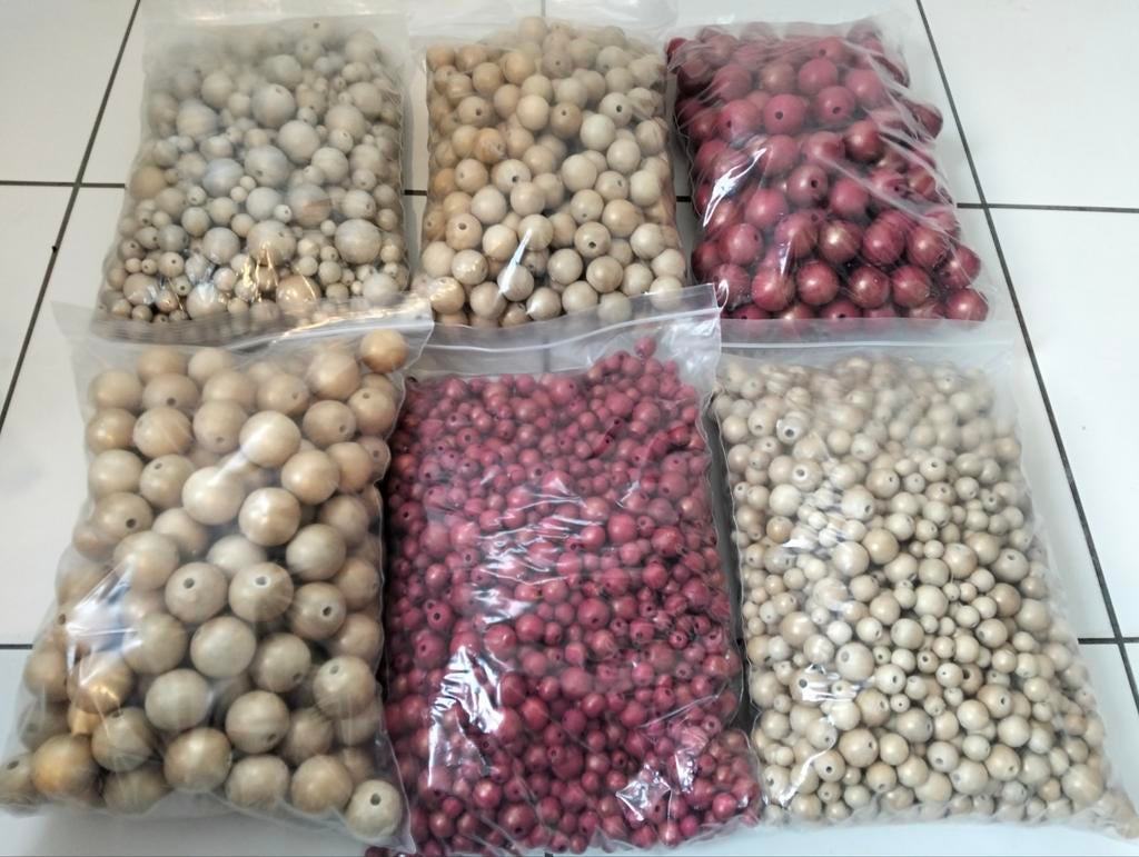 Houten kralen mix - diverse kleuren en maten, Hobby en Vrije tijd, Kralen en Sieraden maken, Ophalen of Verzenden