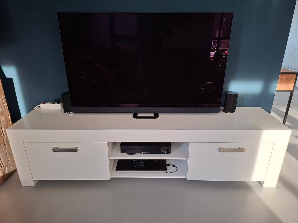 Mooi wit televisiemeubel, Ophalen, Gebruikt, 200 cm of meer, Minder dan 100 cm