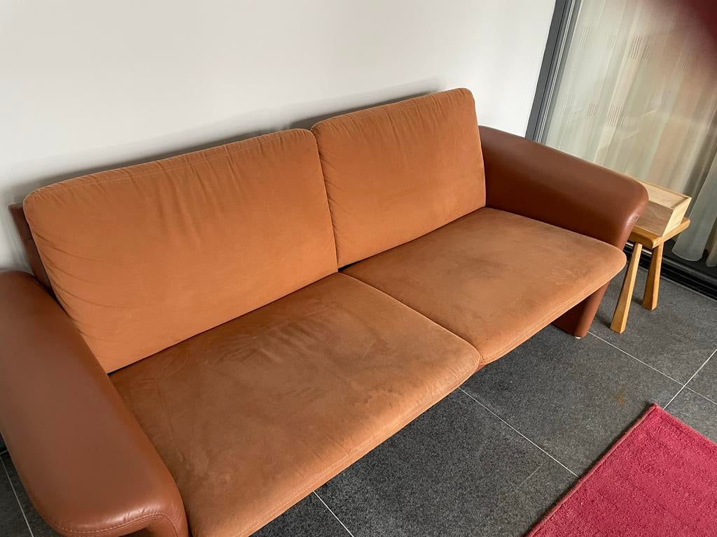 2 zits cognackleurige bank van het merk Skalma, Huis en Inrichting, Banken | Bankstellen, Ophalen, Gebruikt, 150 tot 200 cm, Tweepersoons