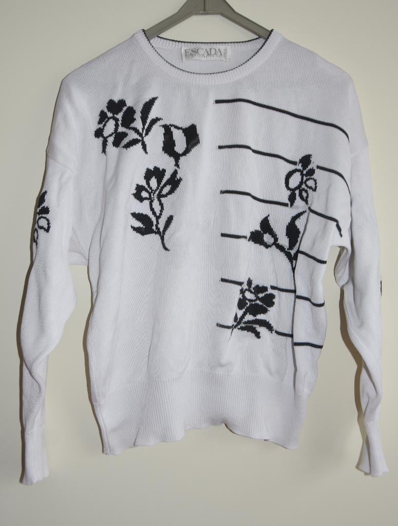 Escada Margaretha Ley trui wit + zwarte bloemen design mt 40, Maat 38/40 (M), Verzenden, Wit, Escada