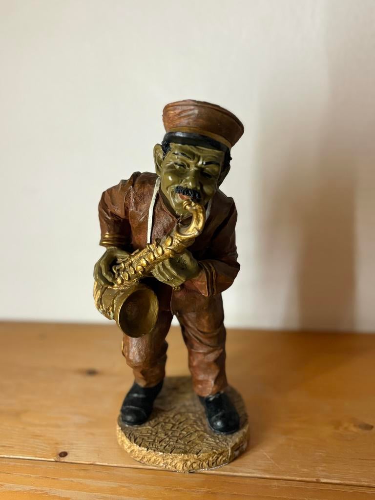 Beeld Tenorsaxofonist - Decoratief Jazz Figuur, Verzamelen, Beelden en Beeldjes, Ophalen of Verzenden, Gebruikt, Mens