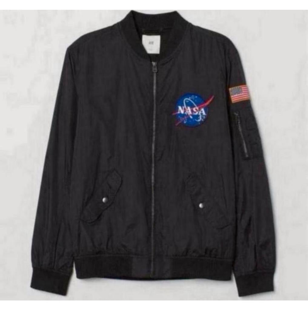 H&M Nasa jas jack bomberjack maat L pilotenjack ruimtevaart, Maat 52/54 (L), Zwart, Ophalen of Verzenden, Zo goed als nieuw