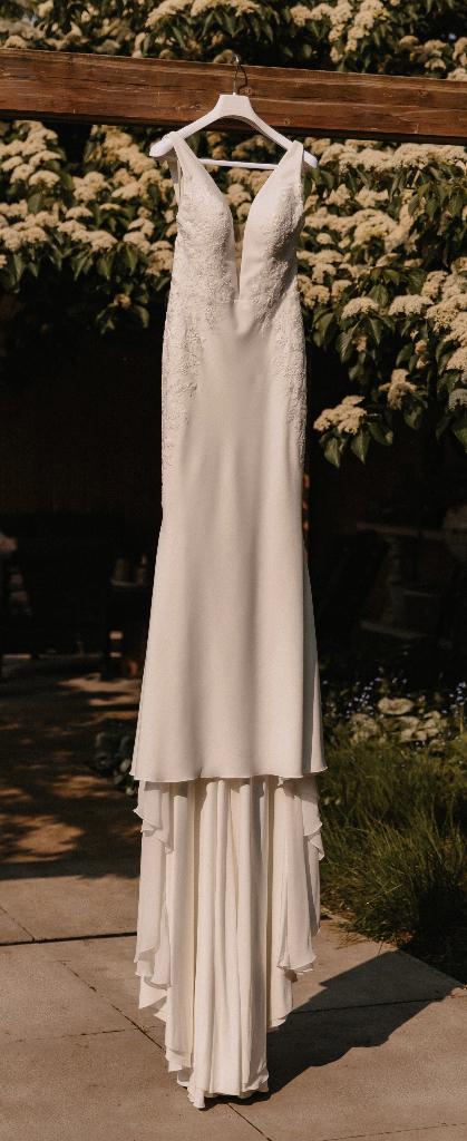 Trouwjurk ivory/nude bieden!, Ophalen, Zo goed als nieuw, Beige, Trouwjurk