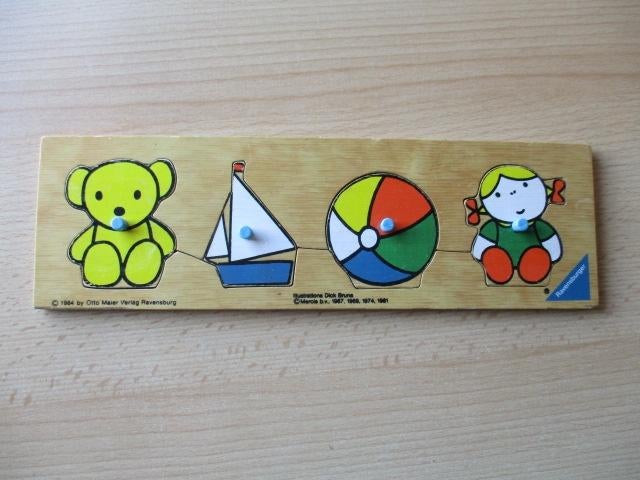 Dick Bruna houten insteekpuzzel speelgoed 1984 - 9x29.5cm, Ophalen of Verzenden, Gebruikt