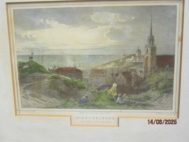 Scheveningen, Kl Gravure vanaf het Duin Gezien, ROHBOCK, Antiek en Kunst, Kunst | Etsen en Gravures, Ophalen of Verzenden