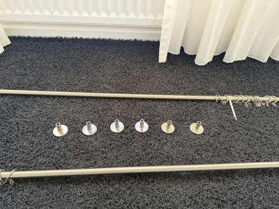 2 edelstaal/RVS gordijnroedes, Ophalen, Design, Nieuw, 200 cm of meer