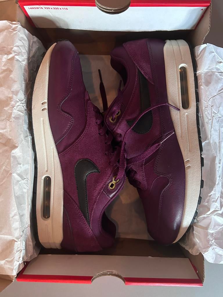 Nike Air Max 1 Dessert Moss maat 44,5., Kleding | Heren, Schoenen, Ophalen of Verzenden, Zo goed als nieuw, Overige kleuren