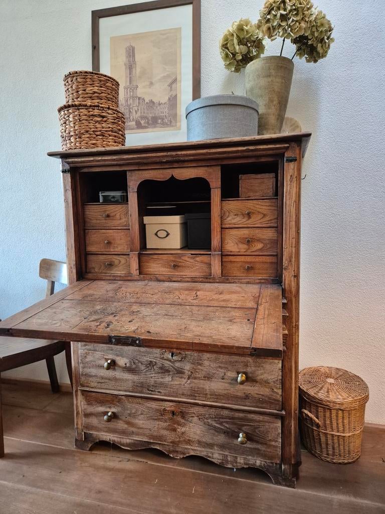 Topstuk! Geweldig mooie Biedermeier Secretaire van eikenhout, Ophalen, Gebruikt, Biedermeier