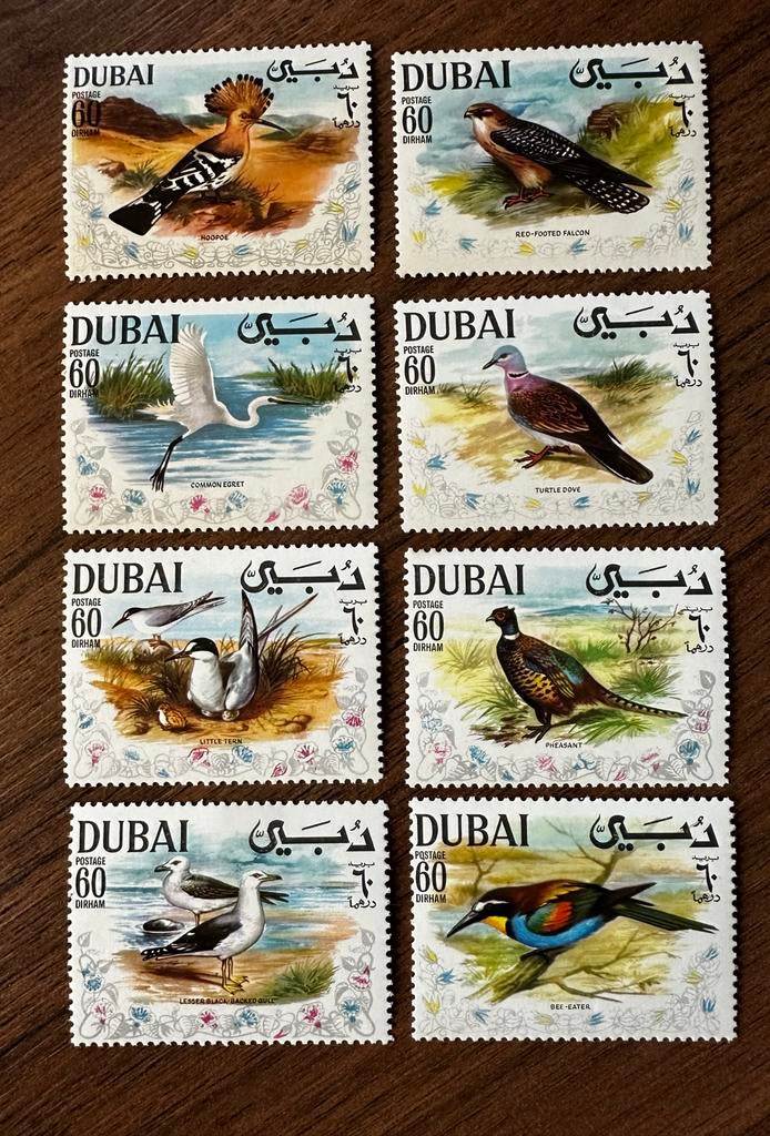 Dubai 1968 Vogels - Ongebruikt duiven roofvogels hop, Postzegels en Munten, Postzegels | Azië, Ophalen of Verzenden, Midden-Oosten