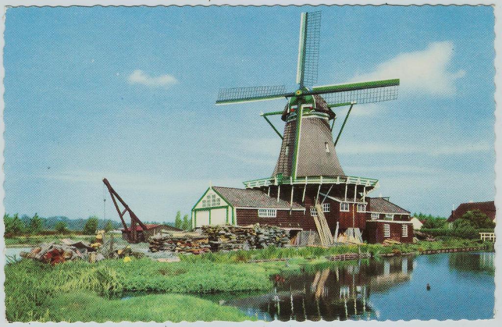 Hollandse molen Leiden De Herder ca. 1960, Ophalen of Verzenden, 1960 tot 1980, Ongelopen, Zuid-Holland