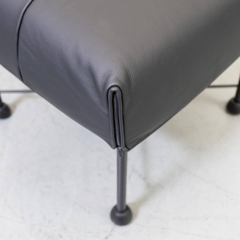 2x Montis Charly Hocker/Voetenbank Zwart Leer - Zwart/Dop, Niet ingevuld, Nieuw, Ophalen of Verzenden, Leer