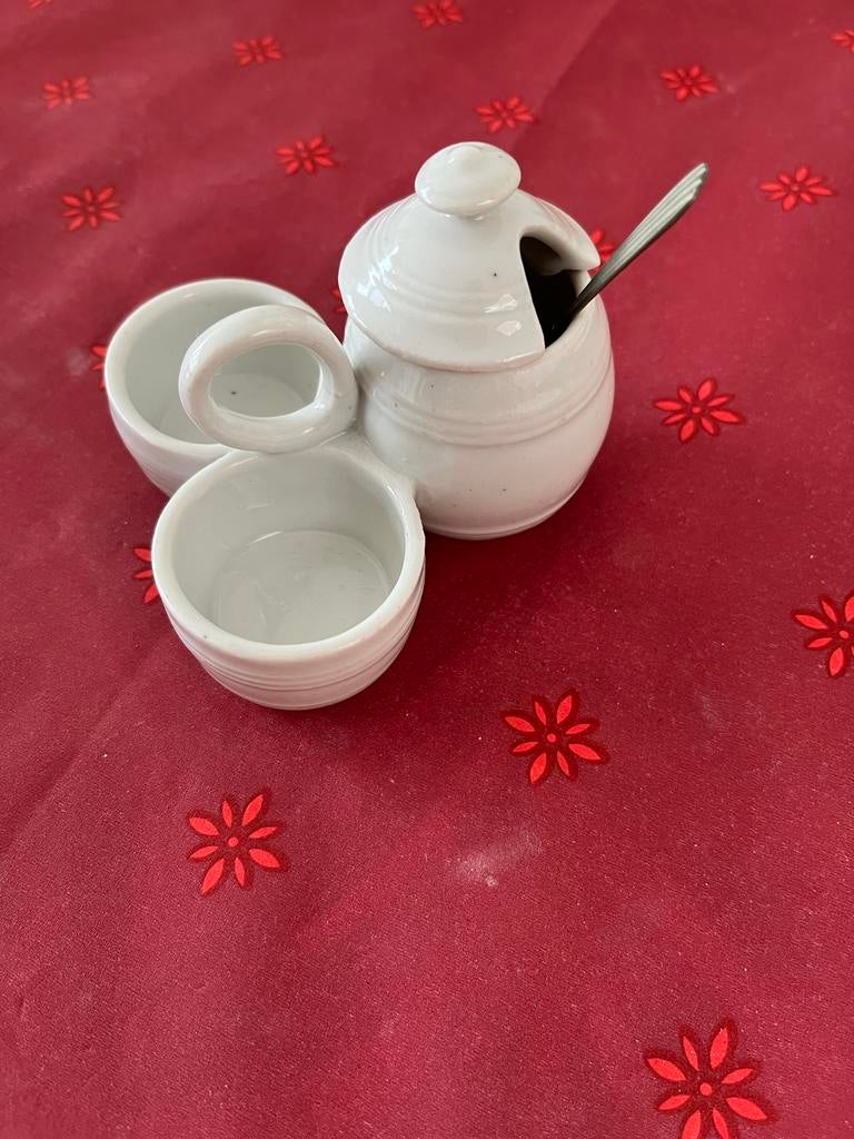 Vintage porseleinen peper, zout en mosterd stelletje, Antiek en Kunst, Ophalen