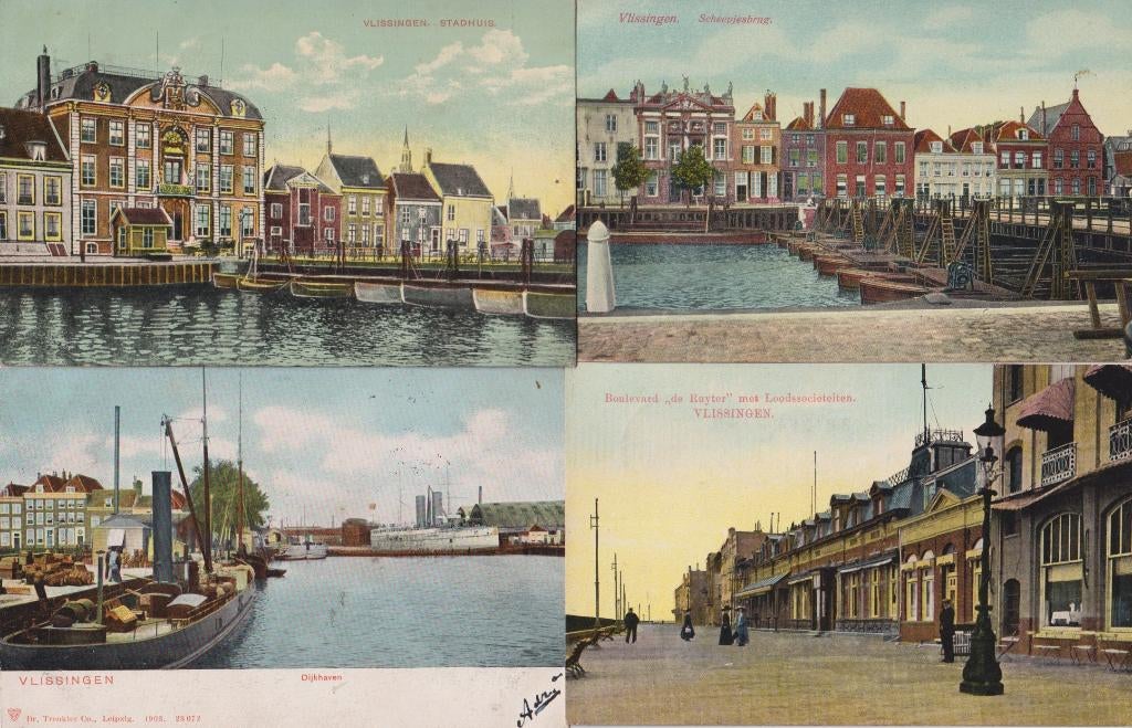 Vlissingen 4 x vroeg!!, Verzenden, Voor 1920, Gelopen, Zeeland