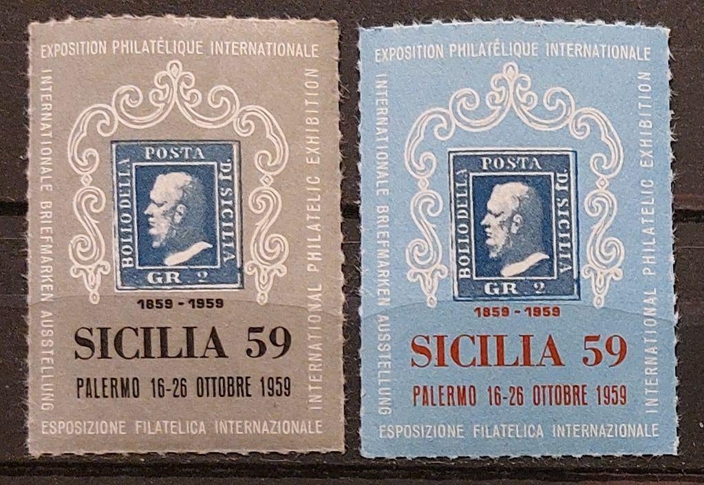 Italië cinderella's filatelistische expo Palermo 1959, Ophalen of Verzenden