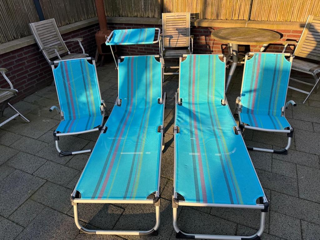 Ligbedden en stoelen, inklapbaar, Tuin en Terras, Ligbedden, Ophalen, Gebruikt, Textileen, Inklapbaar