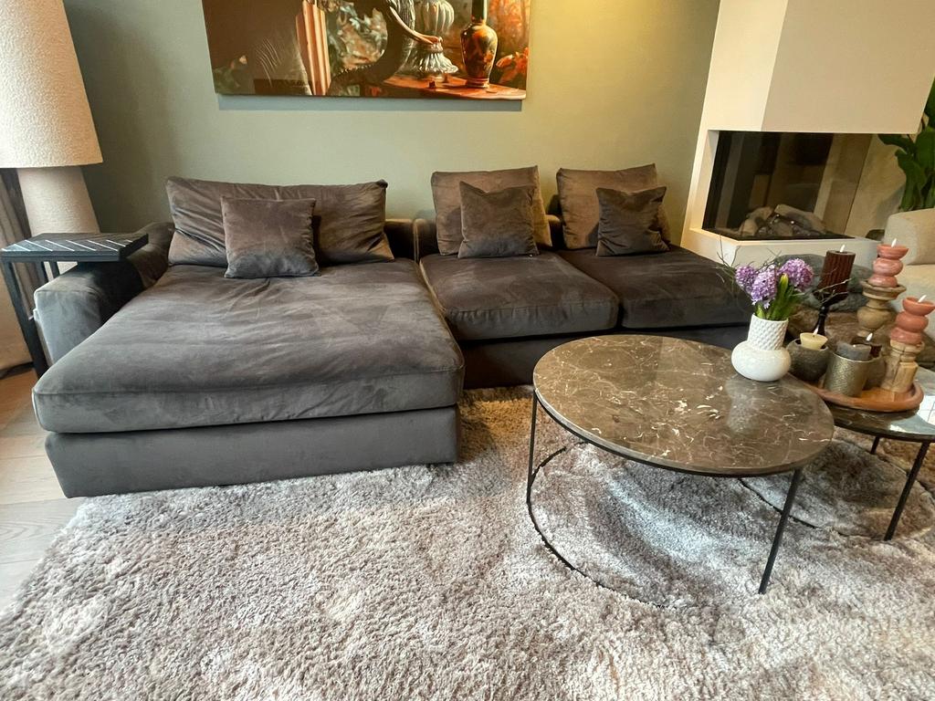 Royale hoekbank velvet/velours antraciet – van €3289 nu €349, Ophalen, Industrieweg 25, Rj, Zo goed als nieuw