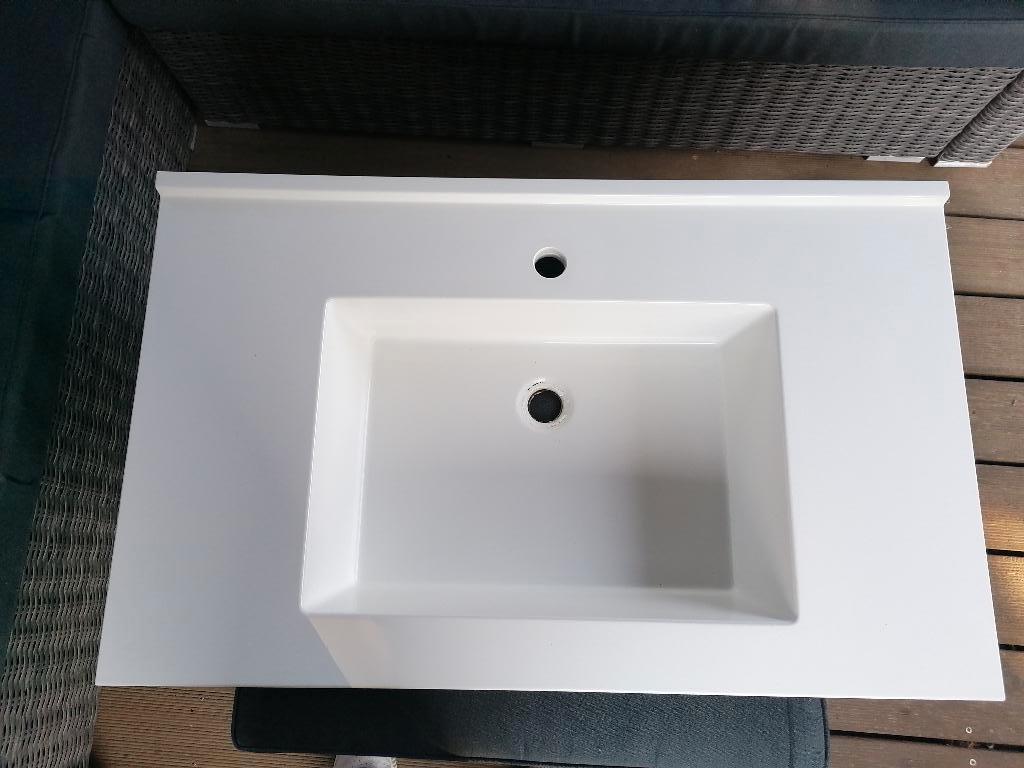 Wastafel wit composiet, Ophalen, 50 tot 100 cm, Zo goed als nieuw, Minder dan 25 cm