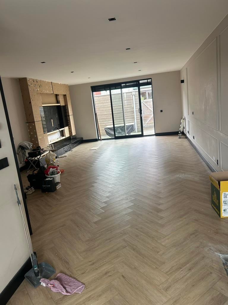 Kliklaminaat gebruikt, in goede staat, Gebruikt, Beige, Ophalen of Verzenden, 25 tot 50 m²