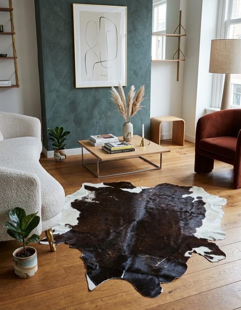 Kleed vintage Koeienhuid Vloerkleed echte huid koeienkleed, Gebruikt, 100 tot 150 cm, Bruin, Ophalen of Verzenden