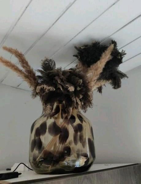 Grote Panter vaas met plumeau's en tarwetakken, Ophalen, Overige kleuren, Minder dan 50 cm