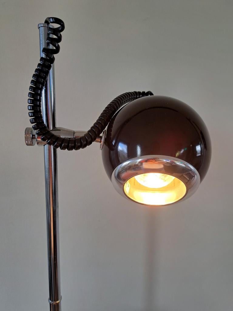 Vintage Leitmotiv Eyeball Vloerlamp - Zwarte Space Age, 100 tot 150 cm, Ophalen of Verzenden, Metaal, Gebruikt