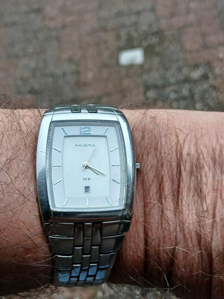 Prisma Quartz tank horloge met stalen band, Ophalen of Verzenden