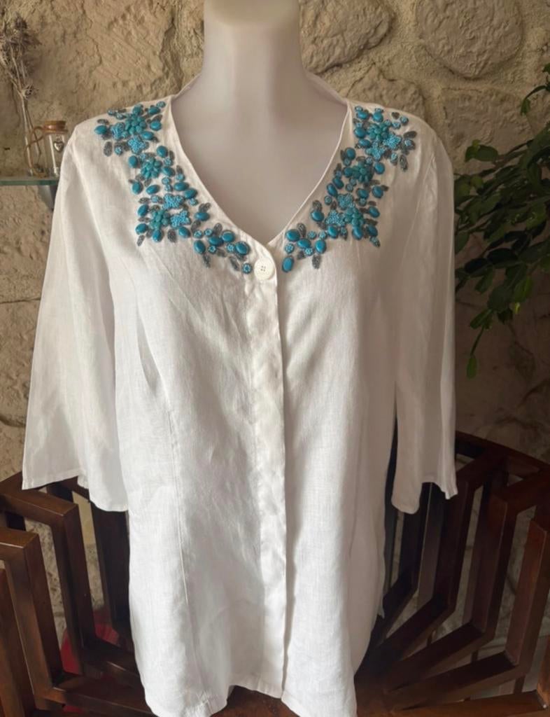 Basler linnen blouse - maat 42, Kleding | Dames, Ophalen of Verzenden, Zo goed als nieuw, Maat 42/44 (L), Wit