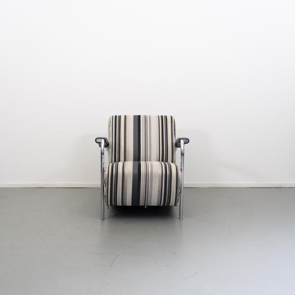 5x Leolux Scylla fauteuil zwart/grijs/wit gestreepte stof, Niet ingevuld, Niet ingevuld, Ophalen of Verzenden, Zo goed als nieuw