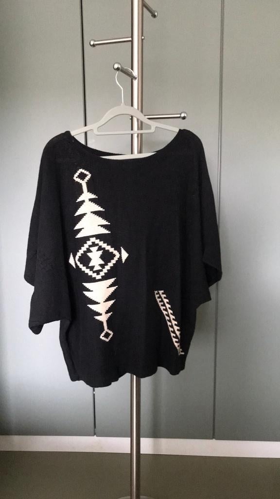 Lauren by Ralph Lauren trui zwart met print katoen maat L/XL, Verzenden, Zo goed als nieuw, Maat 46/48 (XL) of groter, Zwart