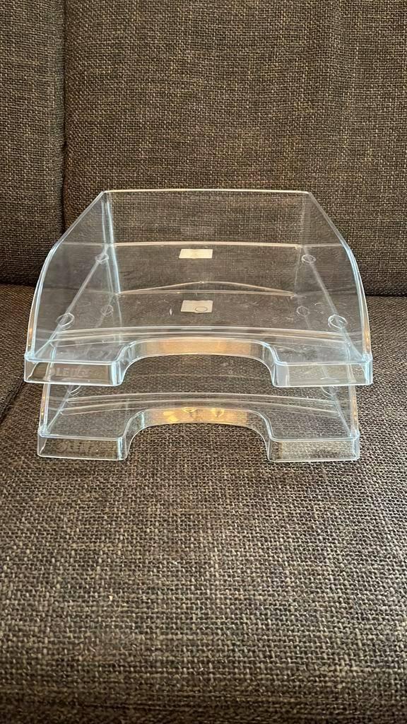 2x Leitz brievenbakjes transparant - zgan!, Ophalen of Verzenden, Zo goed als nieuw