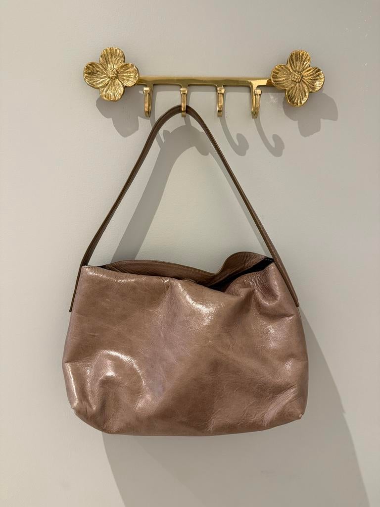 Massimo Dutti leren tasje, Ophalen of Verzenden, Zo goed als nieuw, Bruin, Schoudertasje