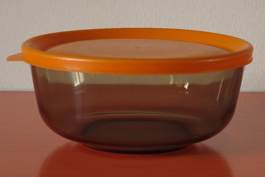 Retro vintage jaren 70 Arcoroc rookglas schaaltje met deksel, Ophalen of Verzenden, Effen, Glas, Schaal of Schalen