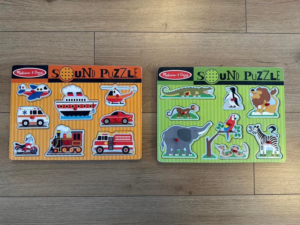 Melissa & Doug Sound Puzzels (2 stuks), Ophalen of Verzenden, Gebruikt, Puzzelen, Met geluid