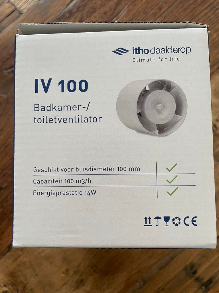 Itho Daalderop IV 100 Inbouw Ventilator Badkamer/Toilet, Ophalen, Nieuw, Ventilator