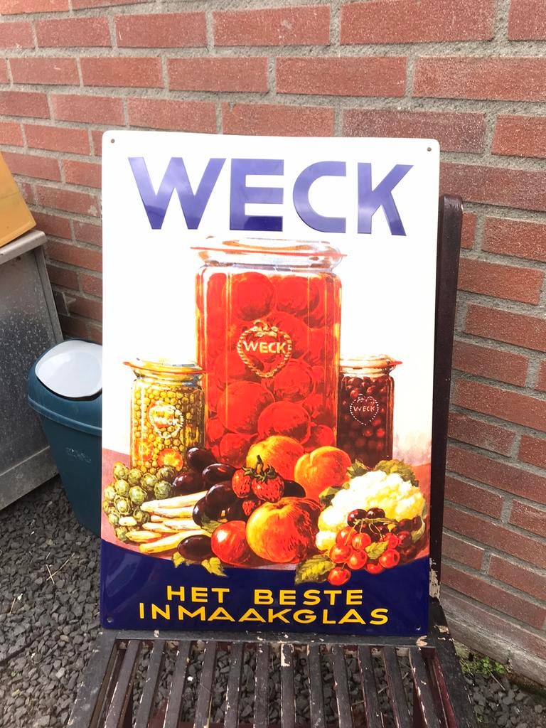 WECK emaille reclamebord, Ophalen of Verzenden, Zo goed als nieuw, Reclamebord