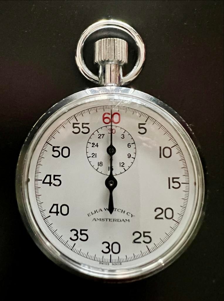 Vintage ELKA WATCH CY Amsterdam stopwatch, Antiek en Kunst, Antiek | Klokken, Ophalen of Verzenden
