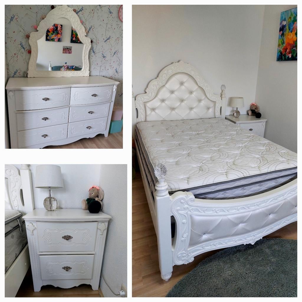 Complete slaapkamer set - Bed, nachtkastje en ladekast, Huis en Inrichting, Slaapkamer | Complete slaapkamers, Ophalen, Zo goed als nieuw