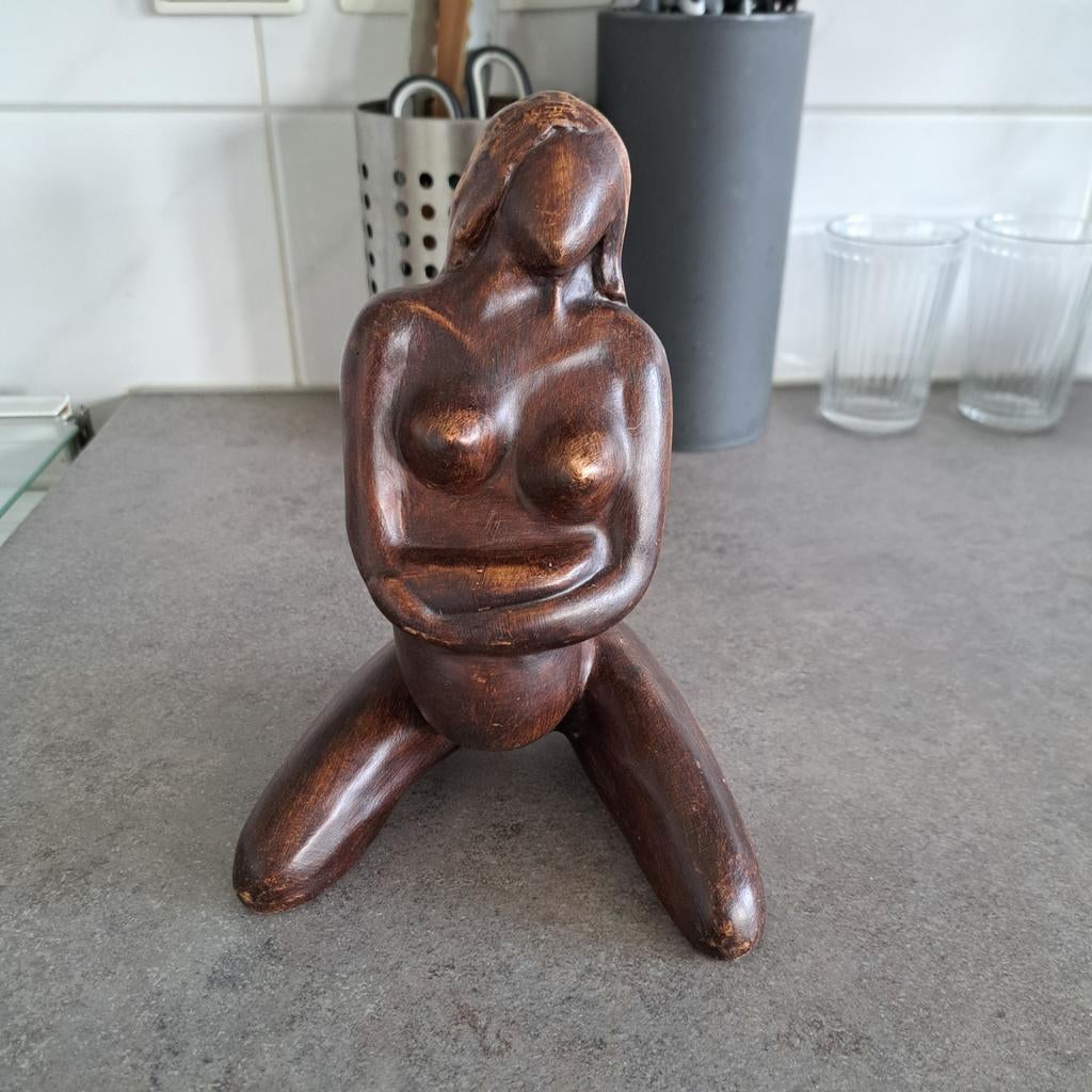 design naakte zwangere vrouw porseleinen beeld, gesigneerd., Ophalen of Verzenden