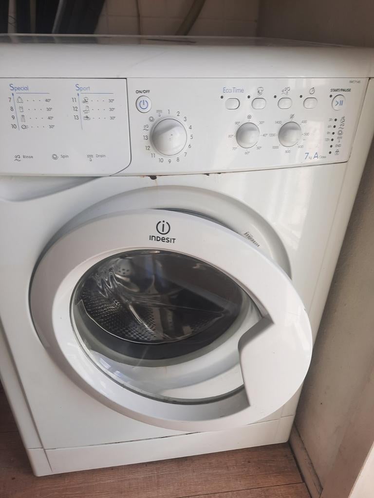 Indesit wasmachine, Witgoed en Apparatuur, Ophalen, 1200 tot 1600 toeren, 85 tot 90 cm
