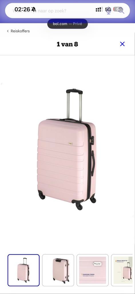 Princess Traveller Singapore - Reiskoffer - ABS - Licht Roze, Sieraden, Tassen en Uiterlijk, Koffers, Ophalen of Verzenden, Zo goed als nieuw