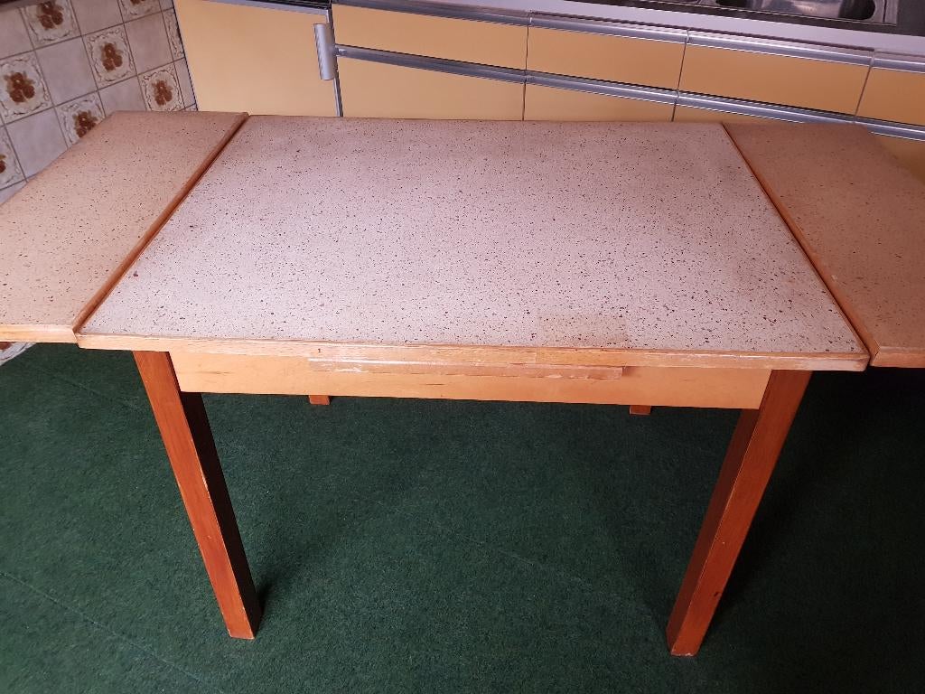 retro - vintage tafel uitschuifbaar, Huis en Inrichting, Tafels | Eettafels, Ophalen, Gebruikt, Rechthoekig, 50 tot 100 cm