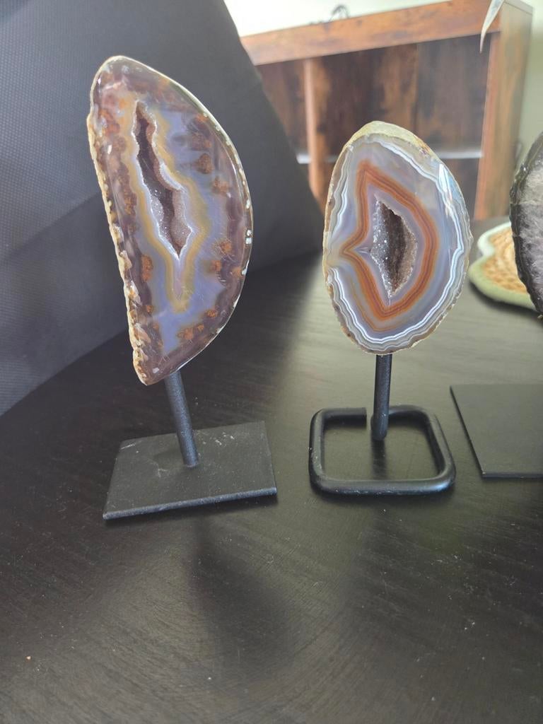 Agaten en Amethist Geodes op Standaard, Ophalen of Verzenden, Mineraal